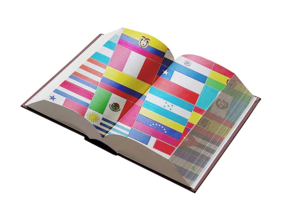 A book filled with flags to celebrate Hispanic Heritage Month with local libraries