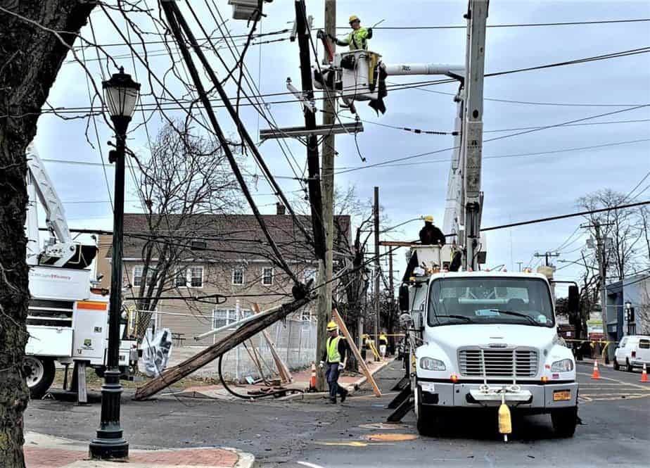 Broken utility pole
