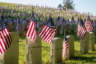 Flags at cemetery